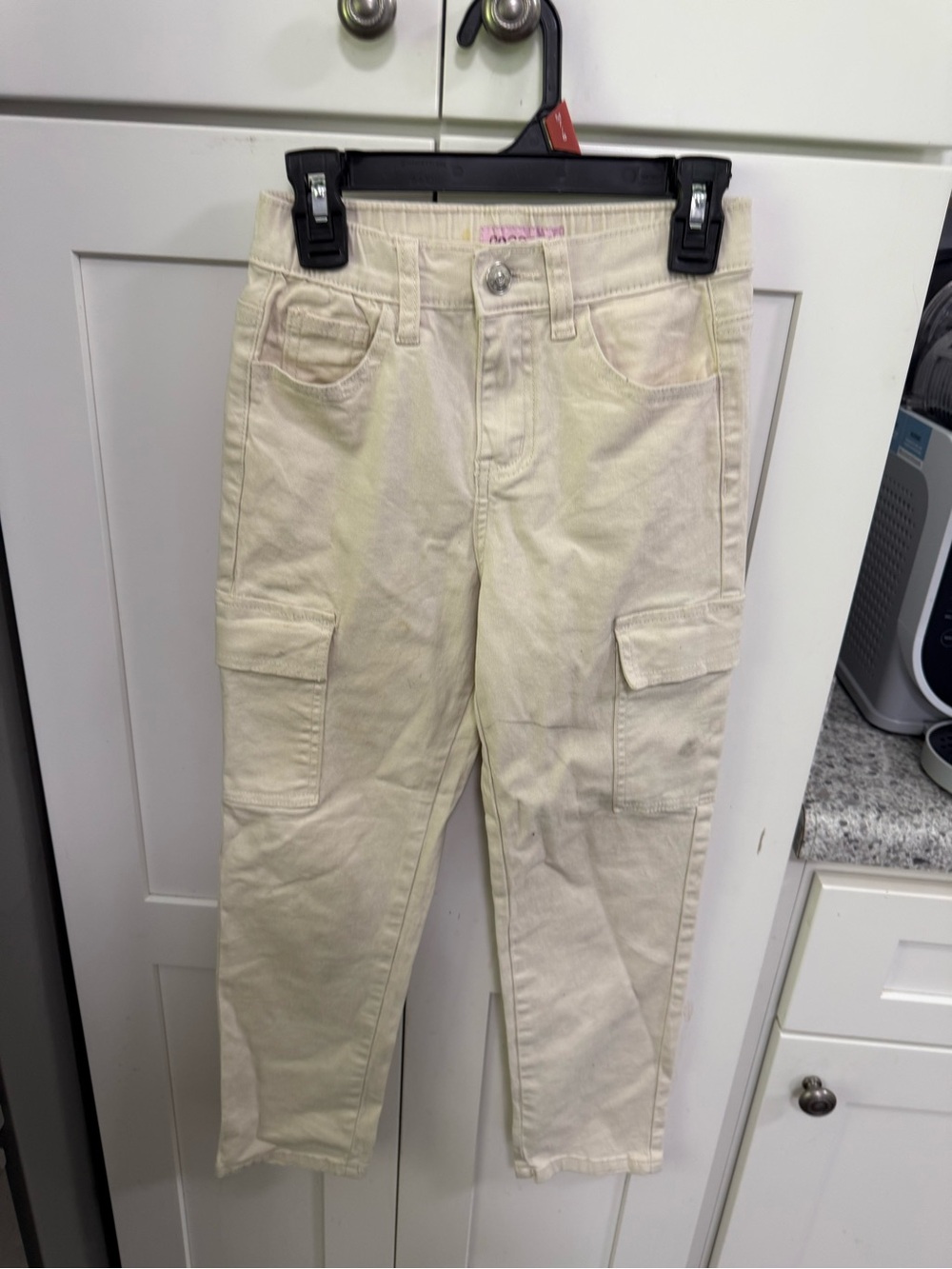 Kids Cream Cargo Pocket Jeans
